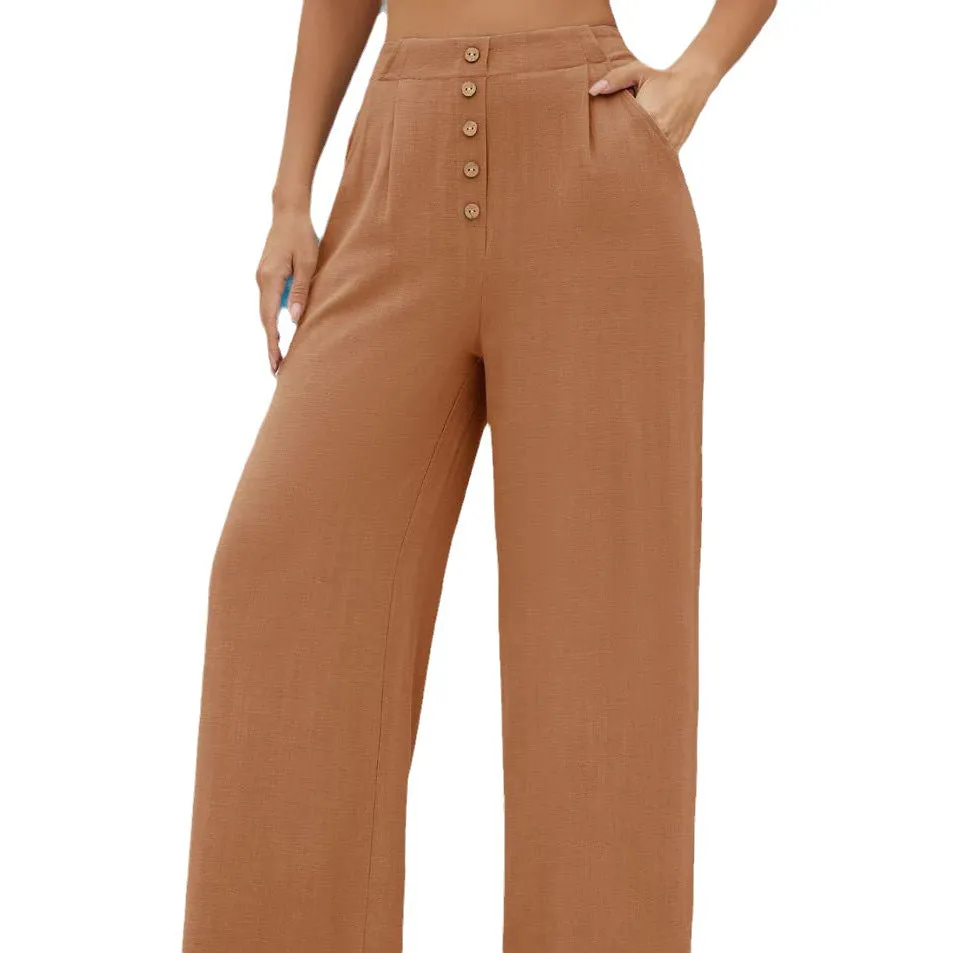 Women's Cotton And Linen Casual Straight Pants