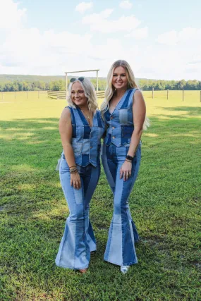 Wrangler X Lainey Wilson Denim Blue Patchwork Flares