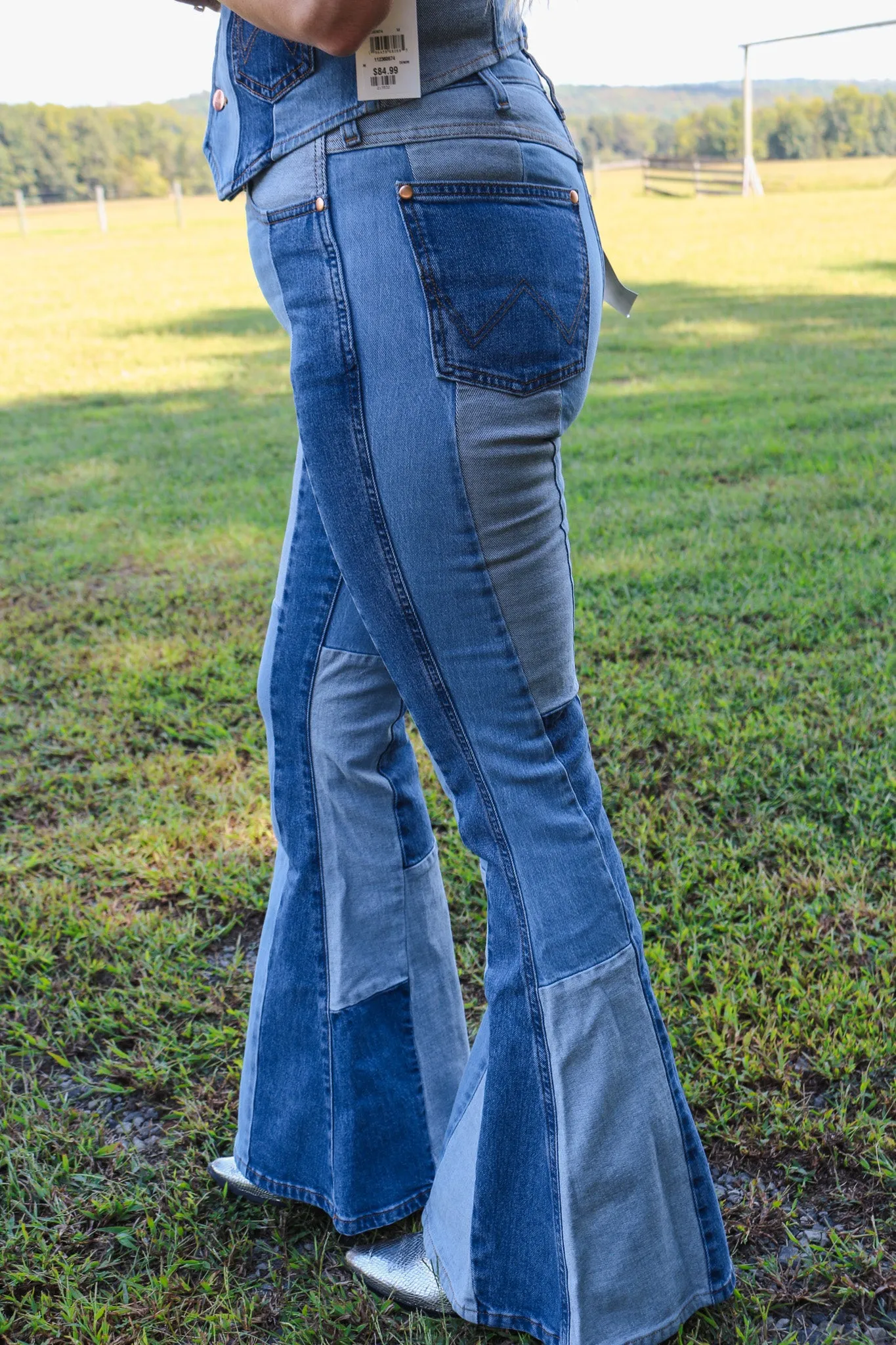 Wrangler X Lainey Wilson Denim Blue Patchwork Flares