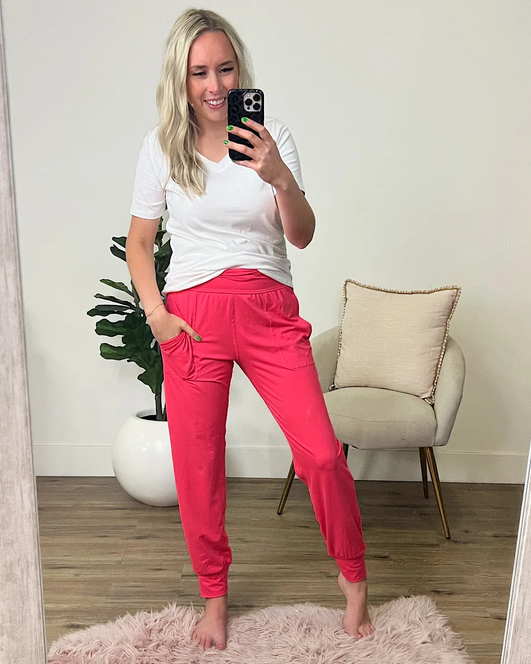 Yoga Joggers - Flamingo Pink